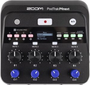 Zoom PodTrak P4next Podcast Recorder with 4 Inputs + AI Noise Reduction